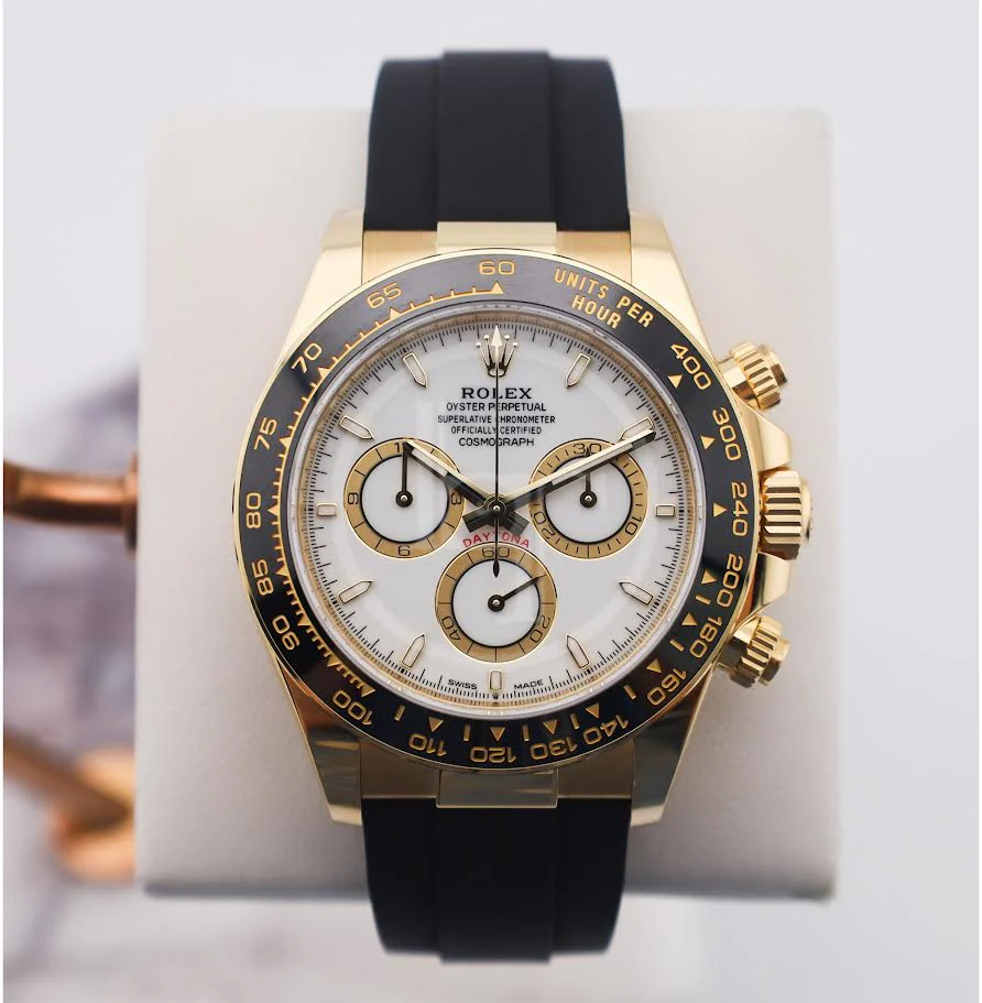 Rolex Yellow Gold Cosmograph Daytona Watch - Black Cerachrom Bezel - White Index Dial - Oysterflex Strap - 126518ln wiof - Image 2
