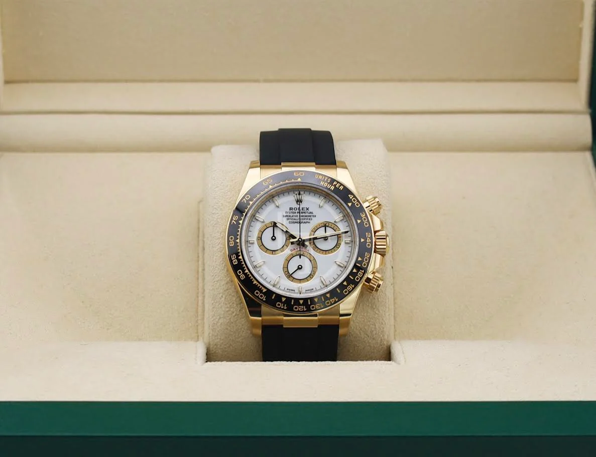 Rolex Yellow Gold Cosmograph Daytona Watch - Black Cerachrom Bezel - White Index Dial - Oysterflex Strap - 126518ln wiof - Image 3