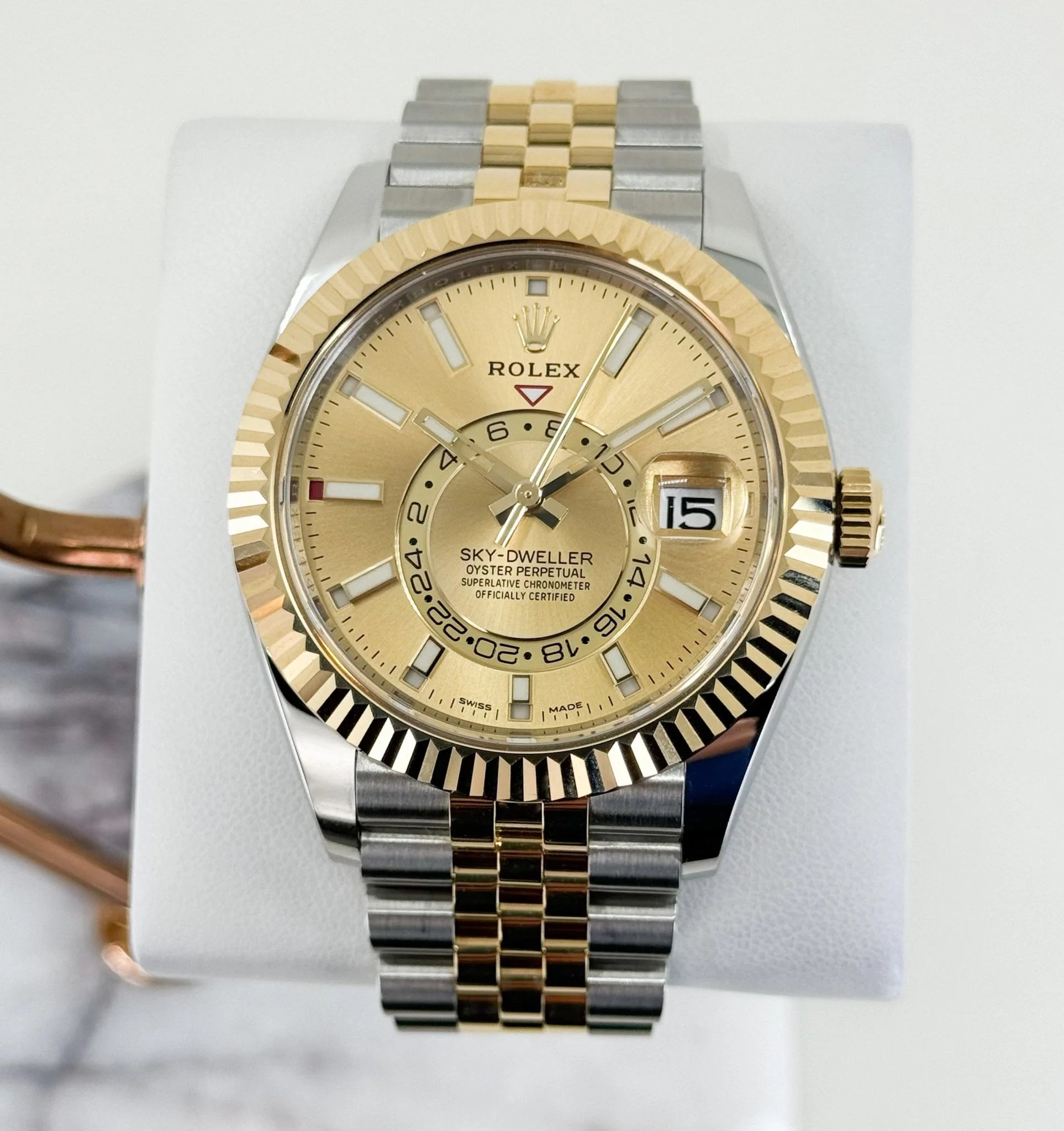 Rolex Yellow Rolesor Oyster Perpetual Sky-Dweller - Champagne Index Dial - Jubilee Bracelet - 326933 chij - Image 2
