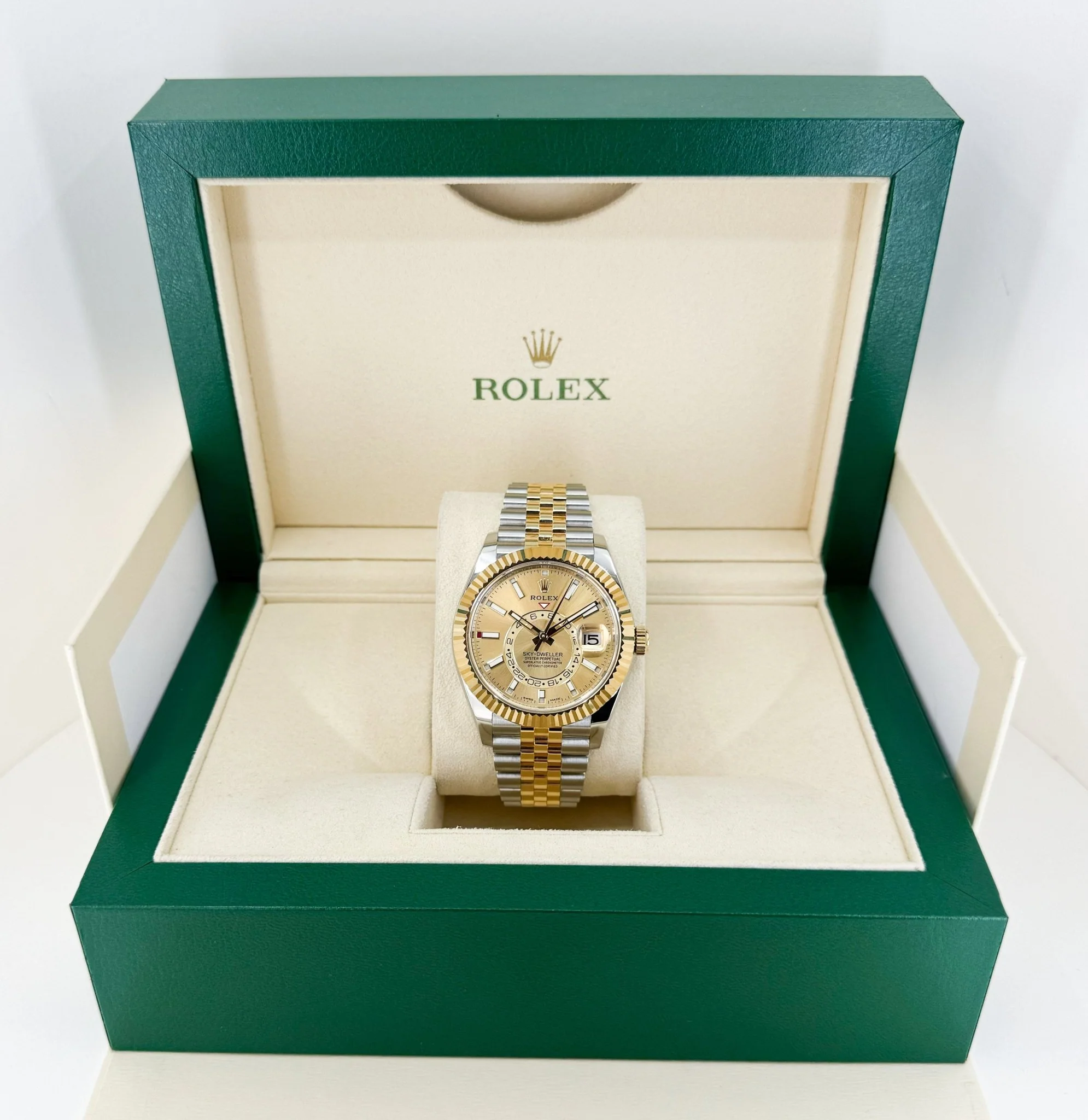 Rolex Yellow Rolesor Oyster Perpetual Sky-Dweller - Champagne Index Dial - Jubilee Bracelet - 326933 chij - Image 4
