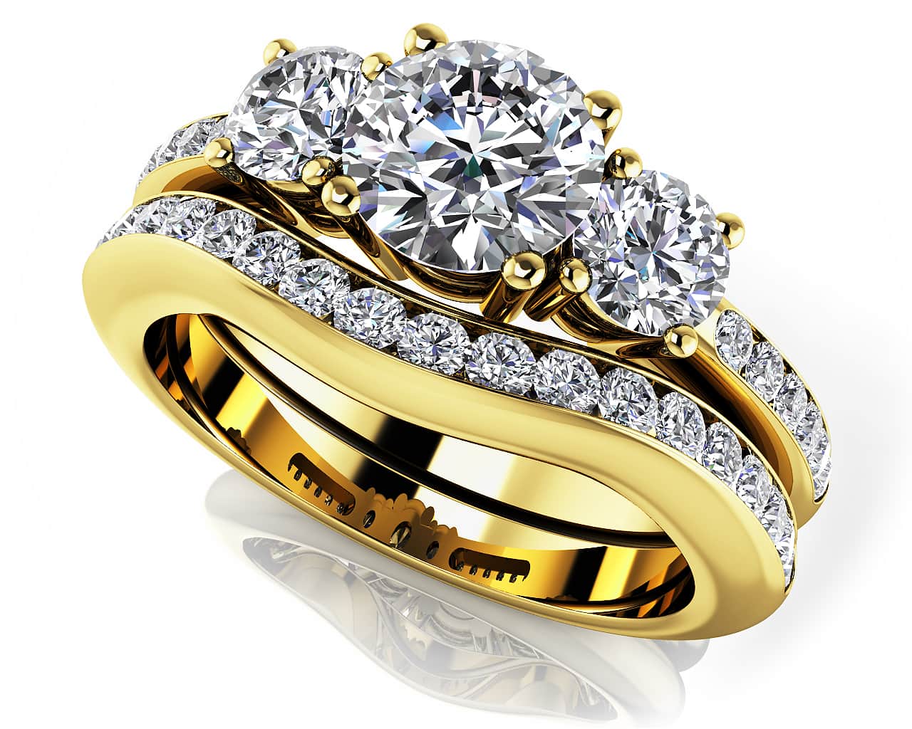 Romantic Dreams Three Stone Lab-Grown Diamond Bridal Set with 2.73 ct. (1.50 ct. center diamond) - Image 2