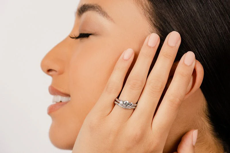 Romantic Dreams Three Stone Lab-Grown Diamond Bridal Set with 3.40 ct. (2.00 ct. center diamond) - Image 4
