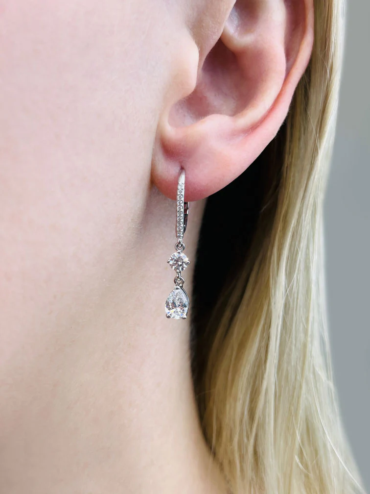 Romantic Pear Shaped Diamond Drop Diamond Earrings with 1.68 ct.(finished) 7x5mm, 1mm, 4.25mm - Image 3