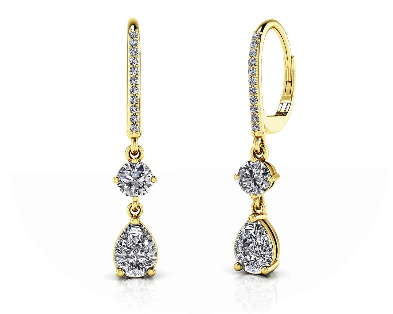 Romantic Pear Shaped Diamond Drop Lab-Grown Diamond Earrings with 1.68 ct.(finished) 7x5mm, 1mm, 4.25mm - Image 2