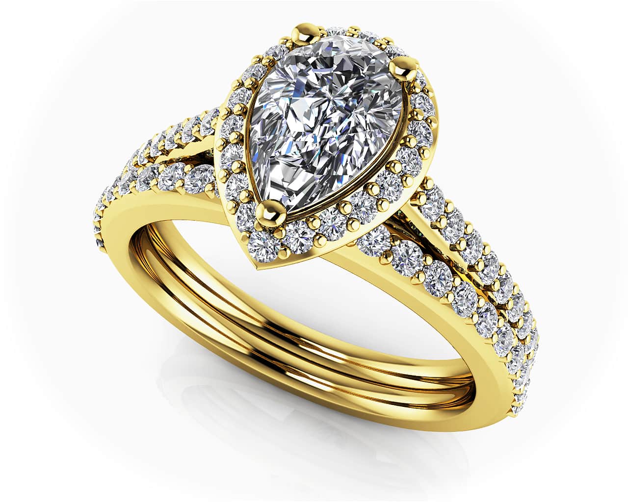 Romantic Pear Shaped Halo Diamonds Lab-Grown Diamond Bridal Set with 1.32 ct. (0.75 ct. center diamond) - Image 2