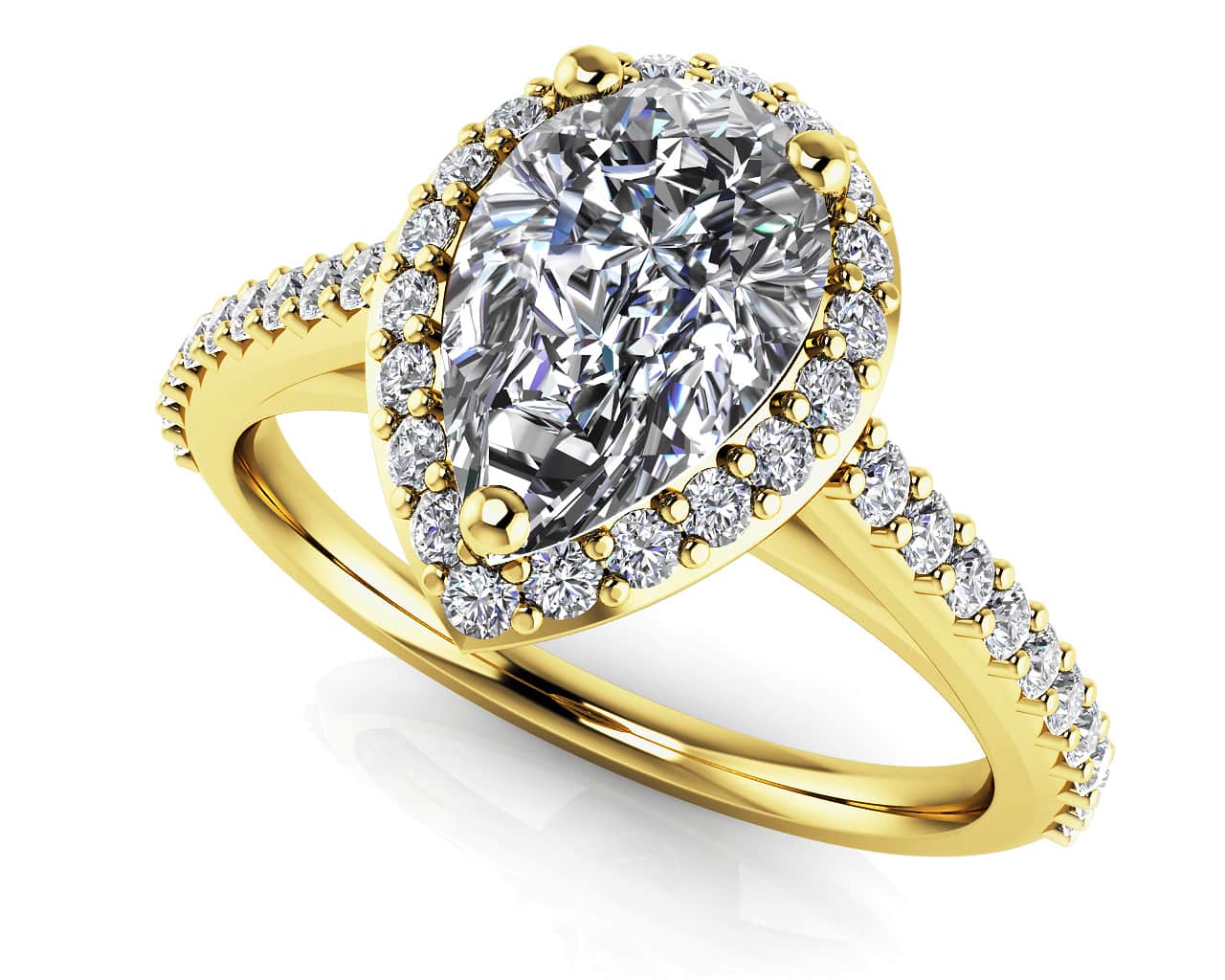 Romantic Pear Shaped With Halo Diamonds Ring Lab-Grown Diamond  with 0.61 ct. (0.30 ct. center diamond) - Image 2