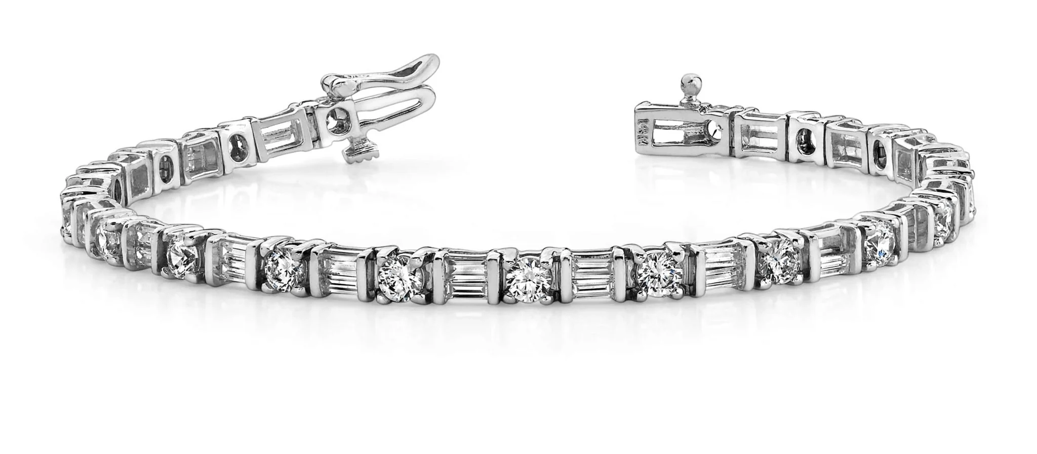 Round And Baguette Diamond Bracelet with 5.51 ct.(finished) 3.5x1.5mm, 3.5mm - Image 4