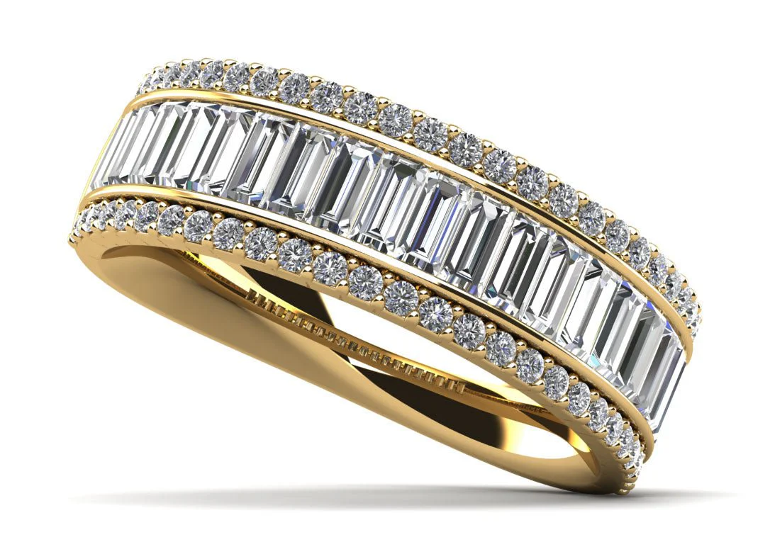 Round and Baguettes Brilliance Anniversary Diamond Ring with 1.85 ct.(finished) 3.5x1.5mm, 1.1mm - Image 2