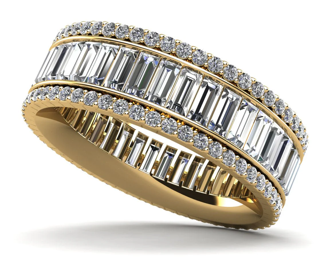 Round and Baguettes Diamond Eternity Diamond Ring with 2.76 ct.(finished) 3.5x1.5mm, 1.1mm - Image 2