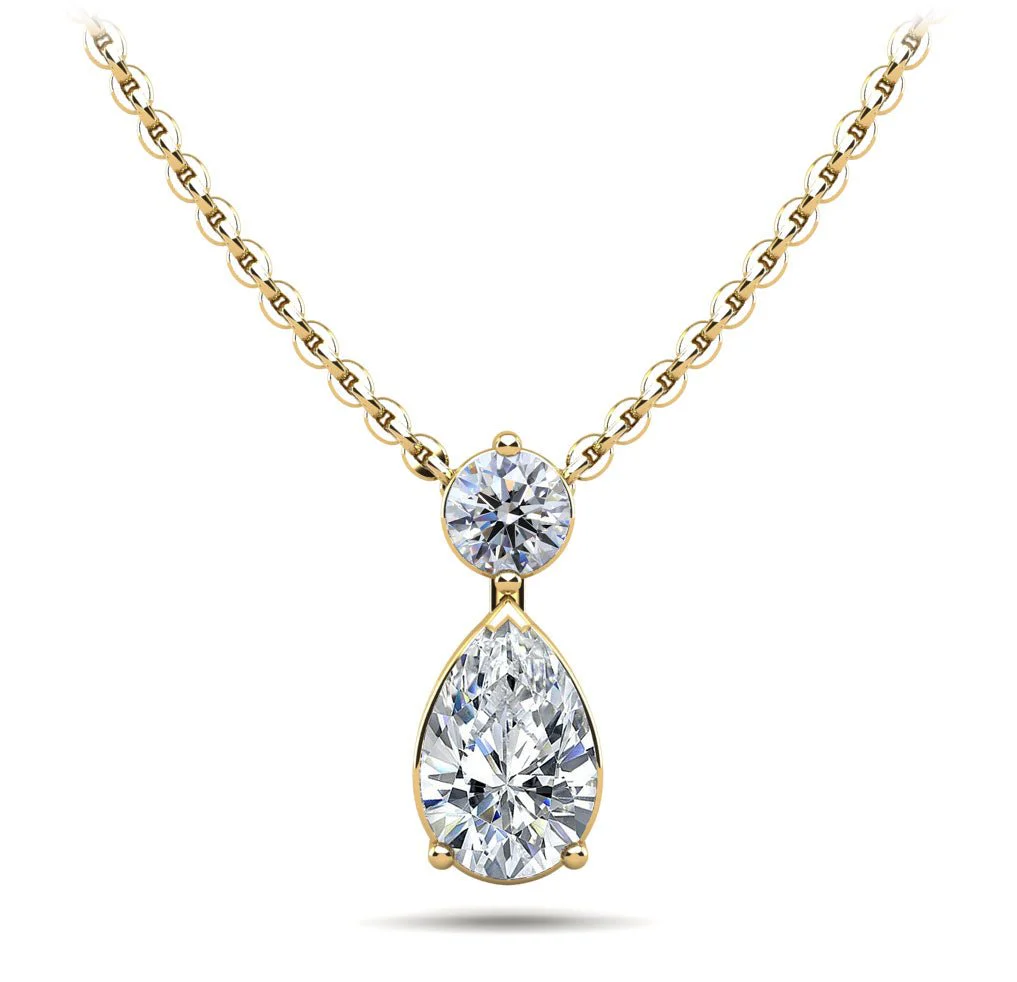 Round and Pear Diamond Pendant with 1.71 ct.(finished) 10x6.5mm, 3.8mm - Image 2