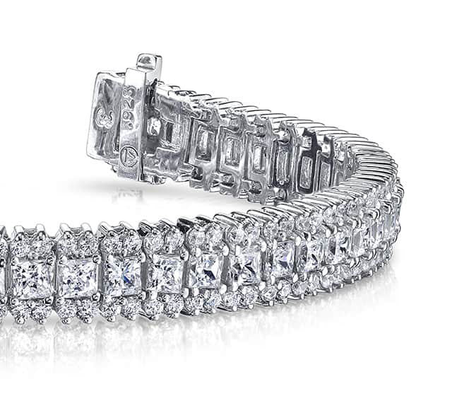Round And Princess Diamond Bracelet with 10.58 ct.(finished) 1.6mm, 2.8mm