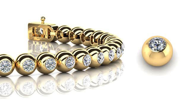 Round Bezel Set Diamond  Tennis Bracelet with 5.70 ct.(finished) 3.75mm - Image 2
