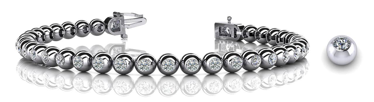 Round Bezel Set Lab-Grown Diamond Tennis Bracelet with 1.98 ct.(finished) 2.25mm - Image 4