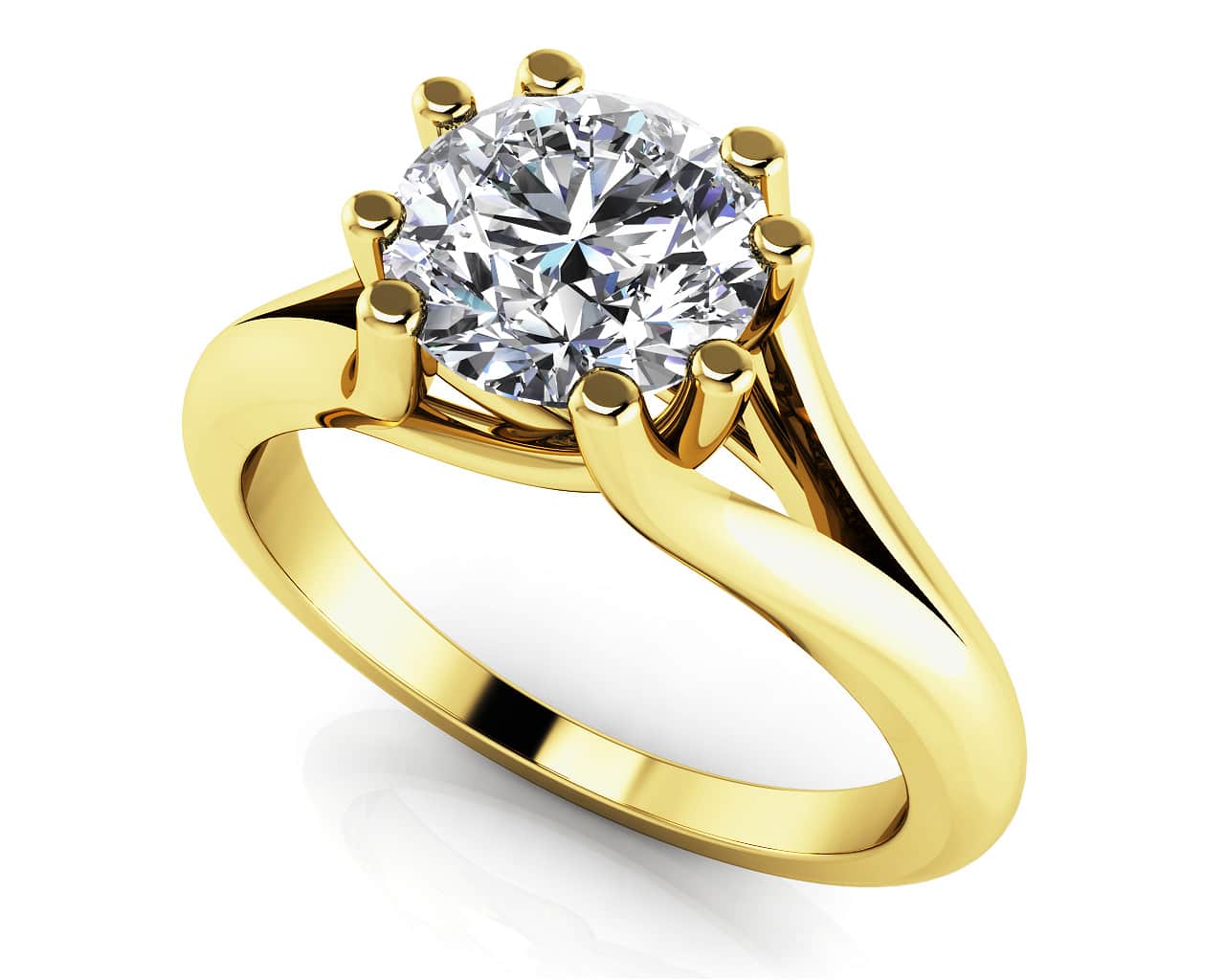 Round Brilliant Cut Eight Prongs Lab-Grown Diamond Solitaire Engagement Ring with 1.25 ct.(finished) 7mm - Image 2