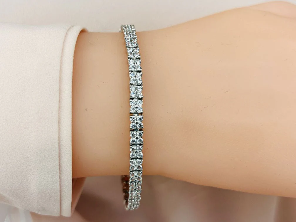Round Diamond Blossom Tennis Lab-Grown Diamond Bracelet with 4.88 ct.(finished) 2mm - Image 3