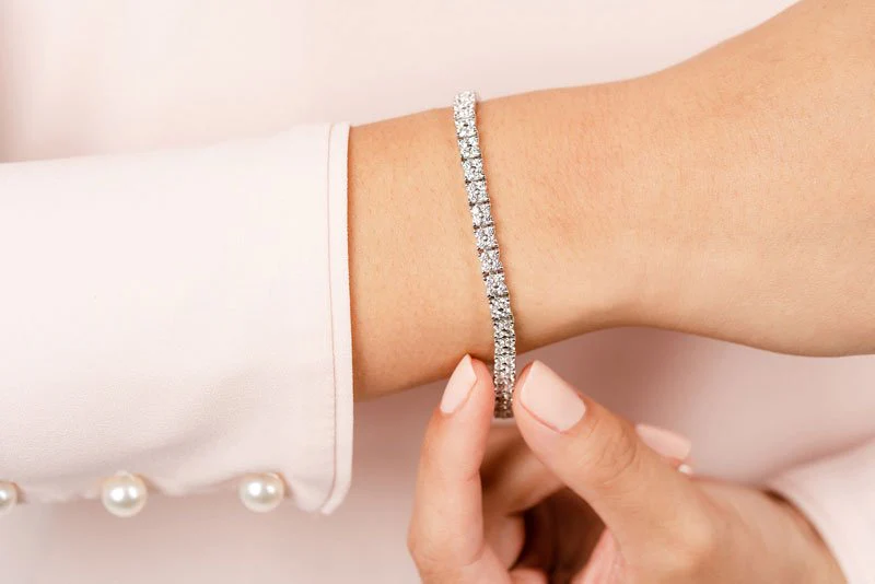 Round Diamond Blossom Tennis Lab-Grown Diamond Bracelet with 4.88 ct.(finished) 2mm - Image 4