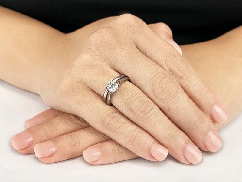 Round Diamond Cathedral Bridal Set Diamond  with 0.50 ct.(finished) 5mm - Image 3