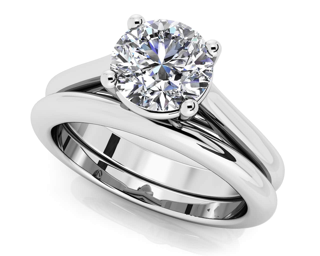 Round Diamond Cathedral Bridal Set Diamond with 1.00 ct.(finished) 6.5mm