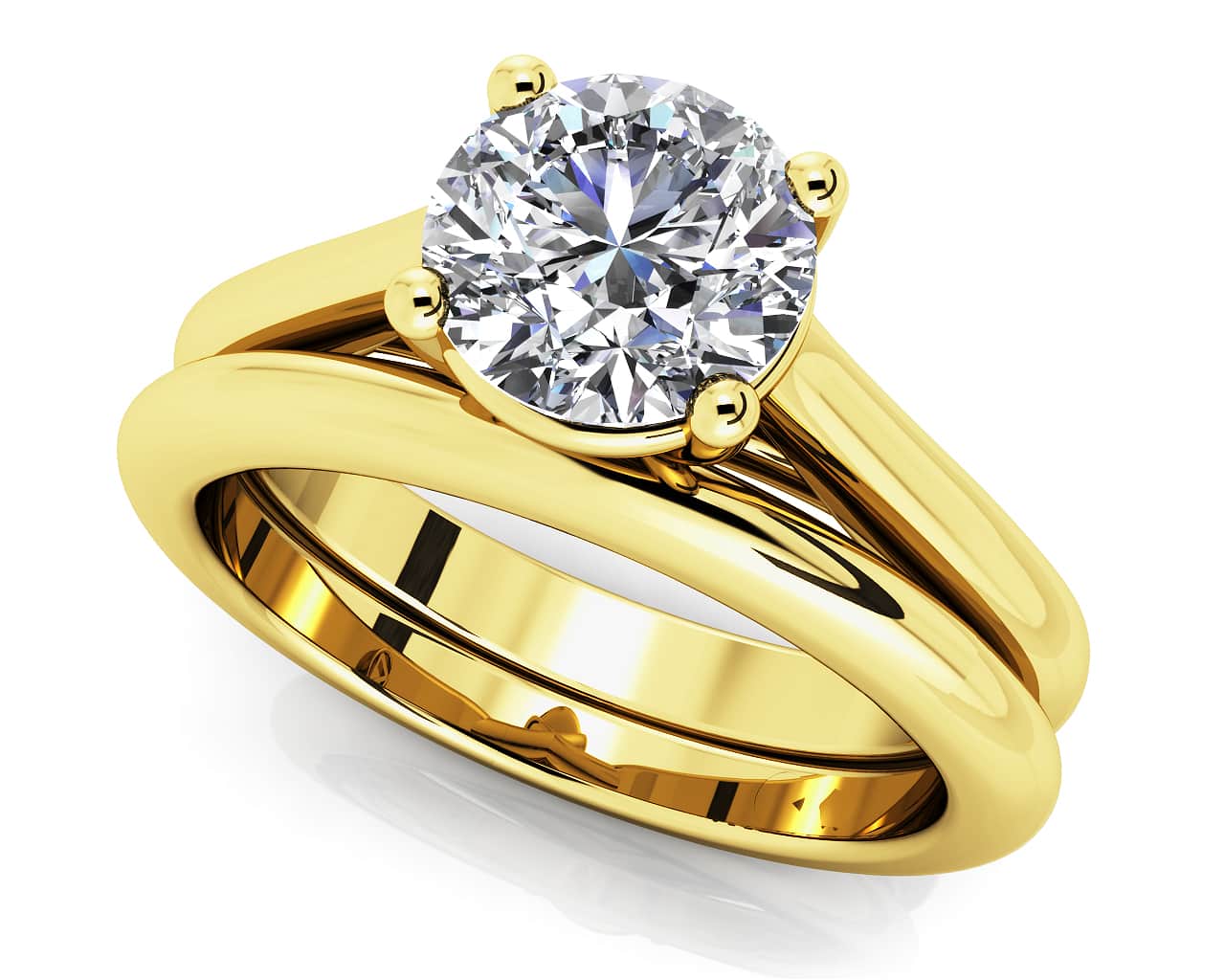 Round Diamond Cathedral Lab-Grown Diamond Bridal Set with 1.00 ct.(finished) 6.5mm - Image 2