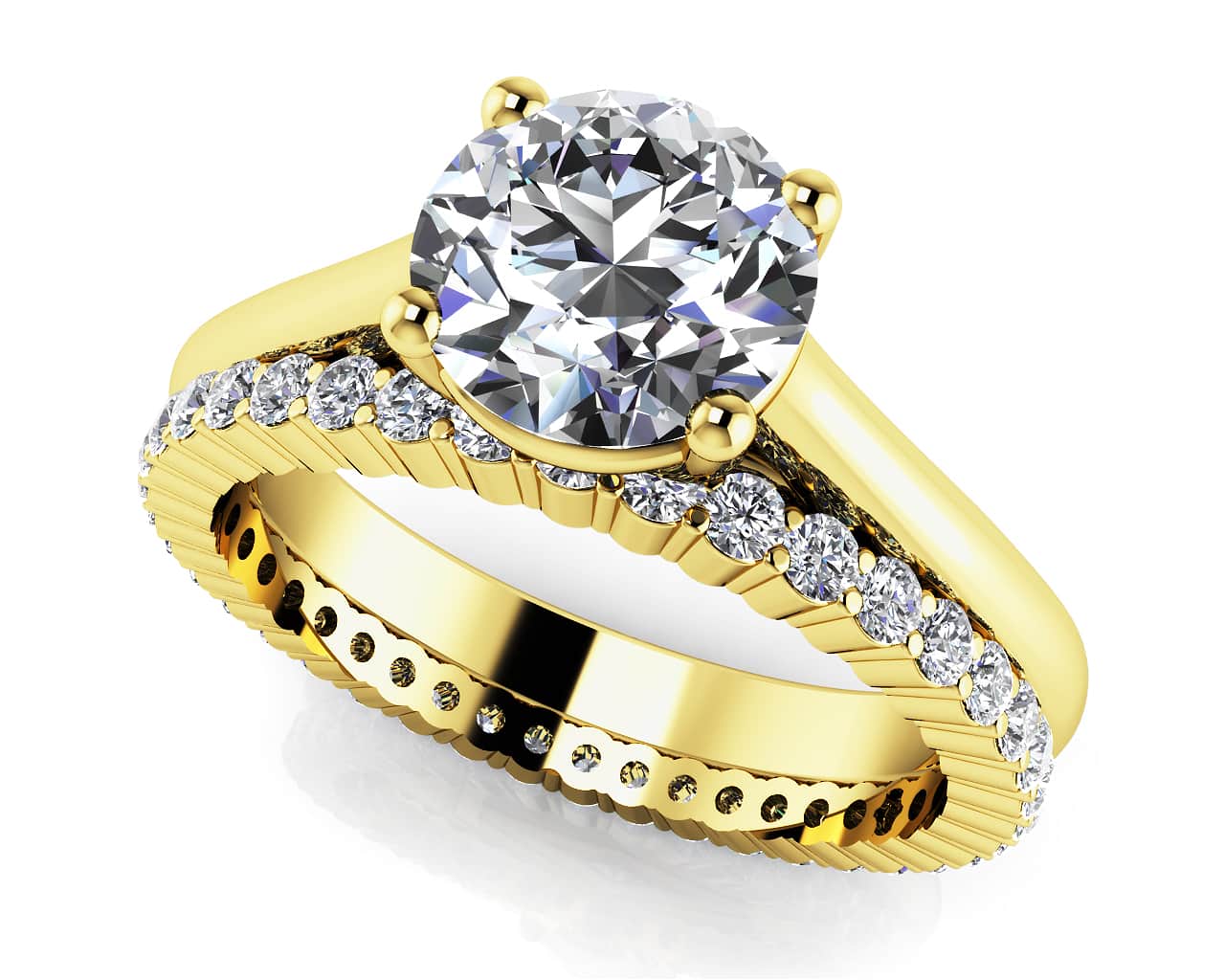 Round Diamond Cathedral Solitaire Eternity Set Lab-Grown Diamond  with 2.02 ct. (1.50 ct. center diamond) - Image 2