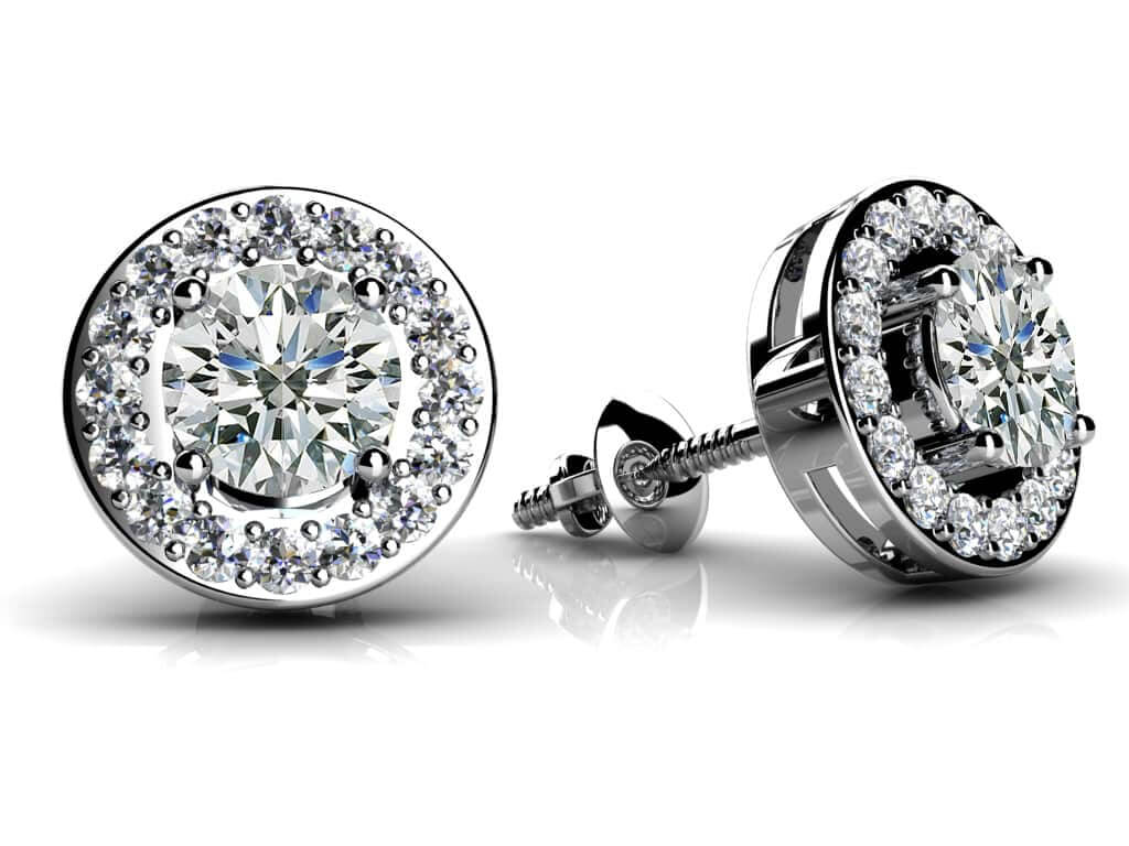 Round Diamond Centered Circle Diamond Studs with 0.29 ct. (2X0.08 ct. center diamonds)