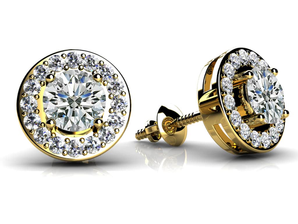 Round Diamond Centered Circle Diamond Studs with 0.47 ct. (2X0.16 ct. center diamonds) - Image 2