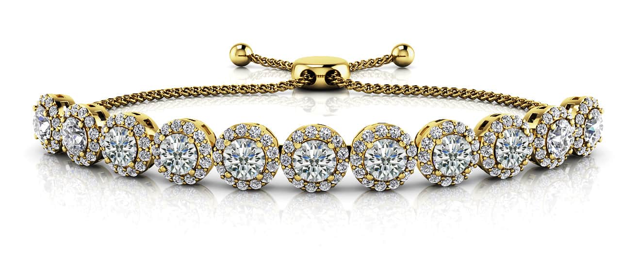 Round Halo Adjustable Lab-Grown Diamond Bracelet with 2.04 ct.(finished) 1mm, 3.2mm - Image 2