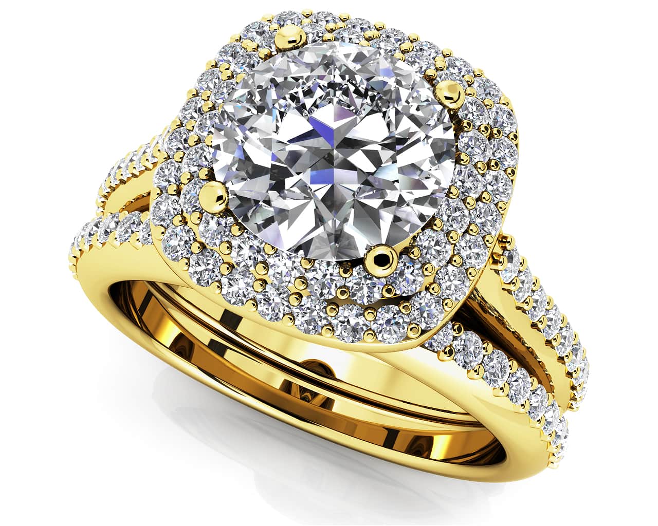 Round Halo Diamond Double Frame Lab-Grown Diamond Bridal Set with 1.86 ct. (1.25 ct. center diamond) - Image 2