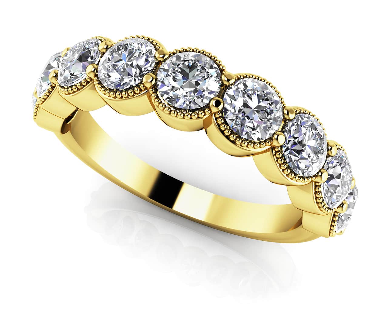 Round Milgrain Diamond Anniversary Diamond Ring with 0.66 ct.(finished) 2.5mm - Image 2