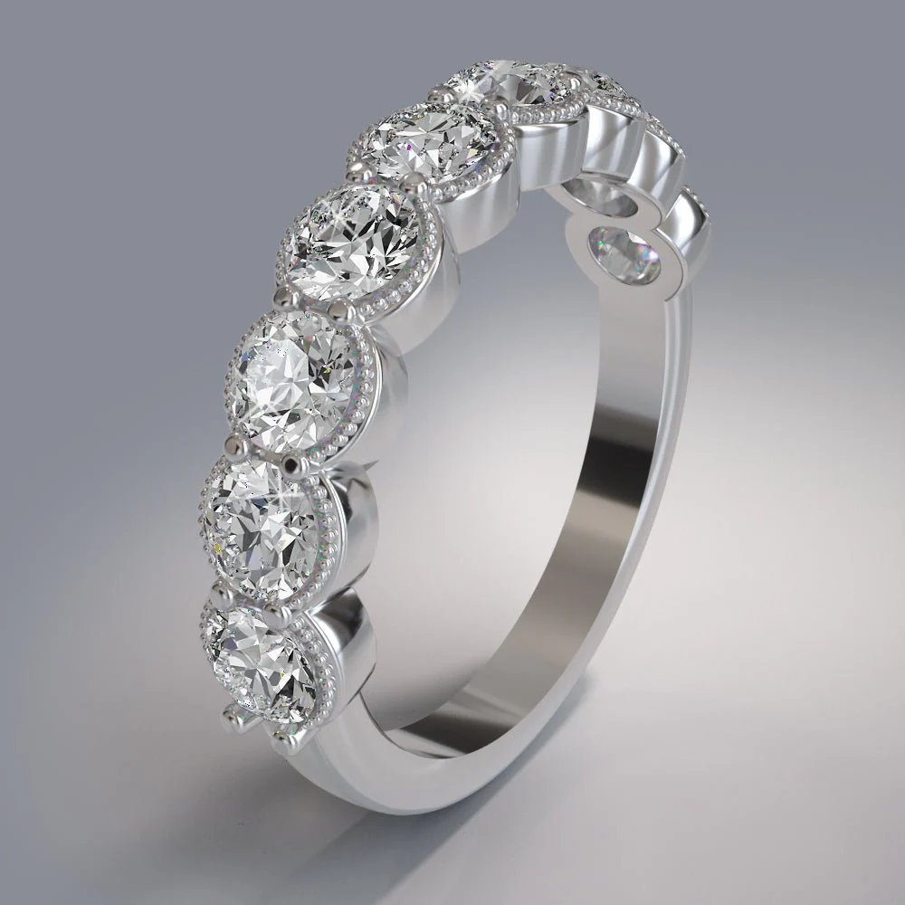 Round Milgrain Diamond Anniversary Diamond Ring with 1.75 ct.(finished) 4mm - Image 6