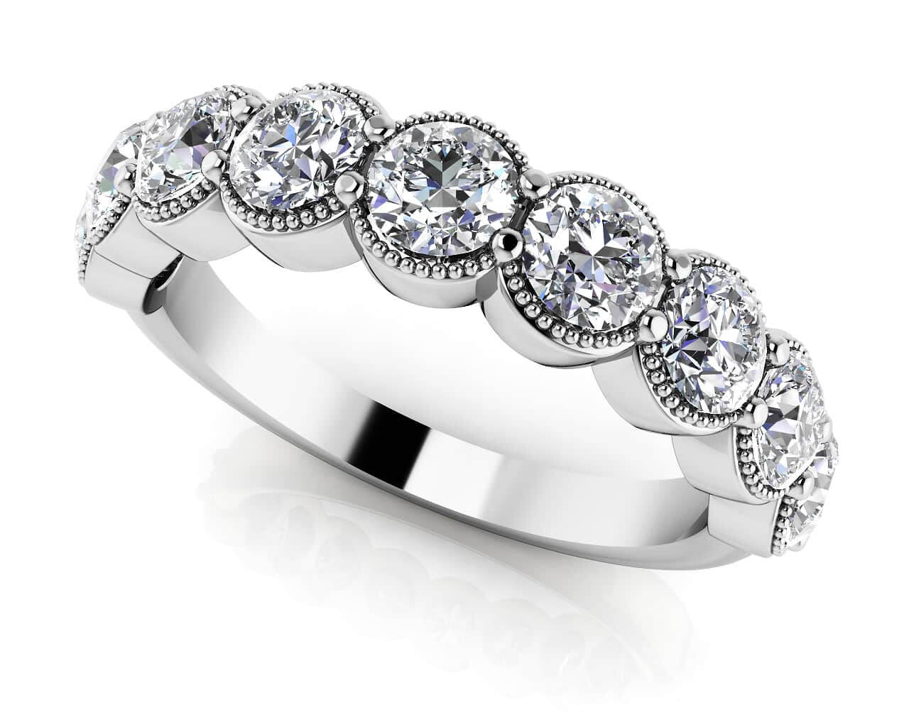Round Milgrain Lab-Grown Diamond Anniversary Ring with 1.75 ct.(finished) 4mm