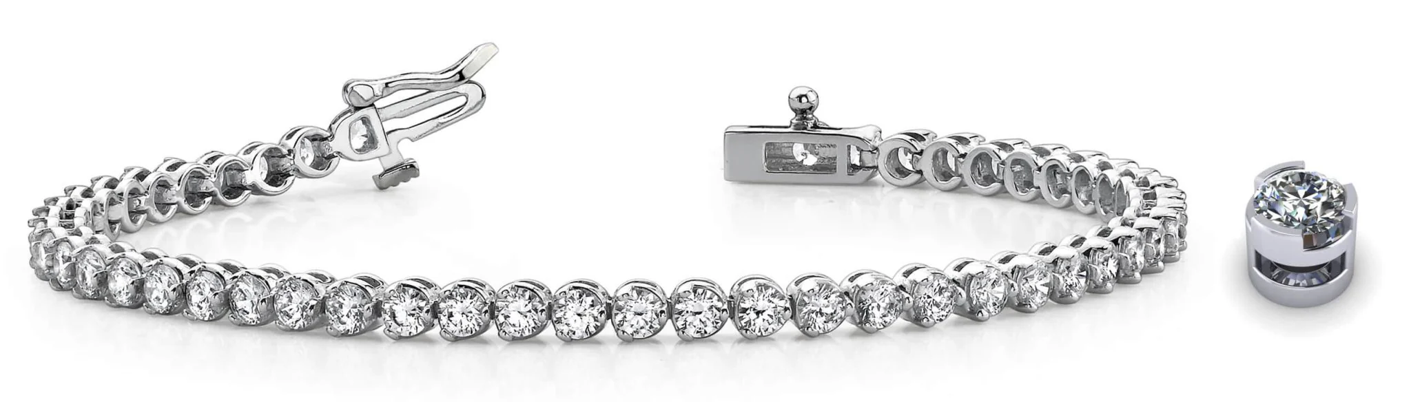 Round Prong Set Diamond Tennis Bracelet with 4.02 ct.(finished) 2.7mm - Image 3