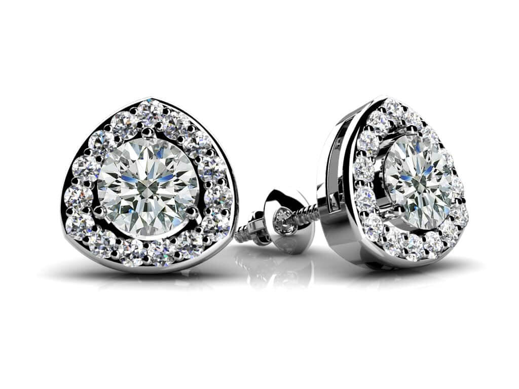 Rounded Triangular Diamond Diamond Studs with 0.66 ct. (2X0.21 ct. center diamonds)