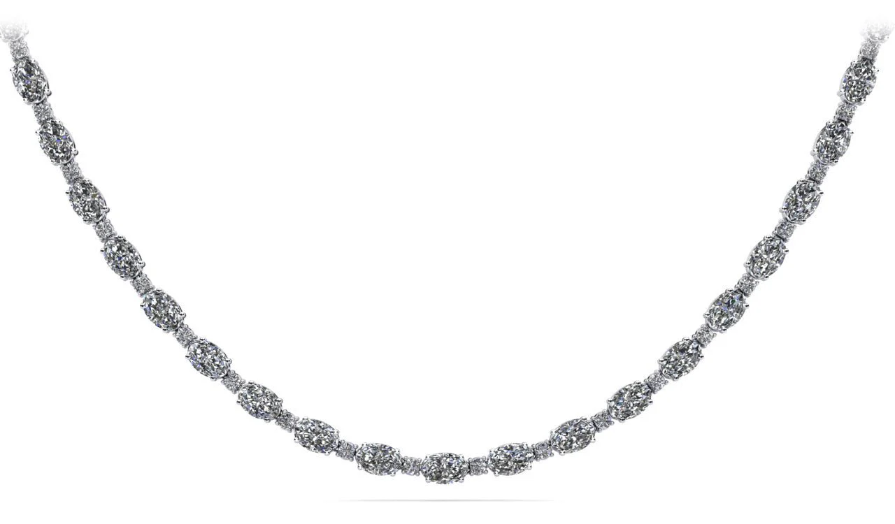 Rounds and Ovals Diamond Lab-Grown Diamond Necklace with 34.45 ct.(finished) 6x4mm, 2mm