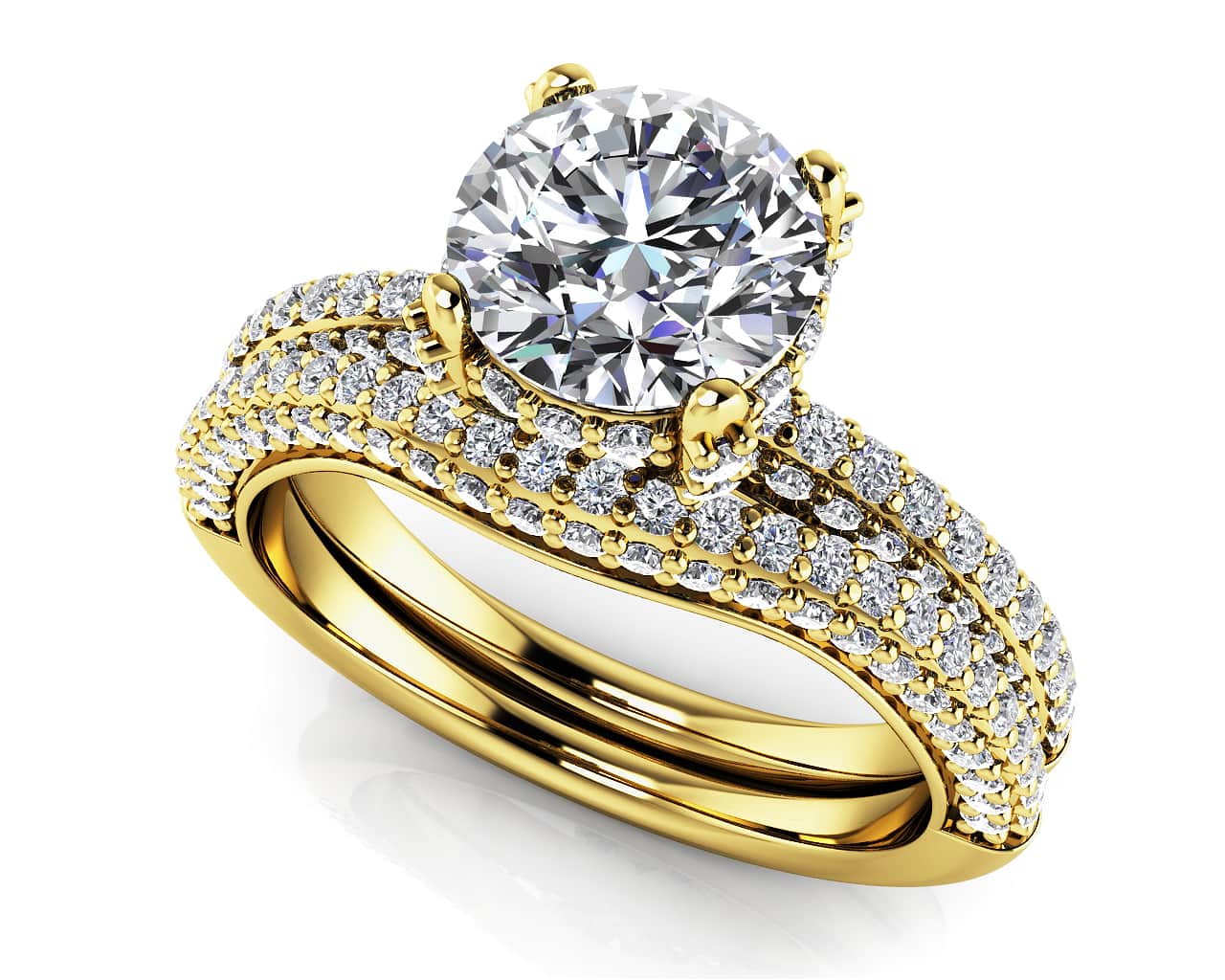 Royal Delight Bridal Set Rings Diamond  with 2.89 ct. (2.00 ct. center diamond) - Image 2