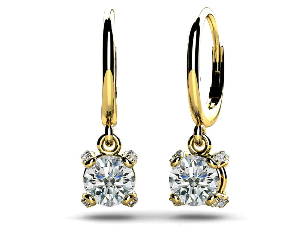 Royal Four Prong Diamond Drop Diamond Earrings with 0.66 ct.(finished) 1.0mm, 4.0mm - Image 2