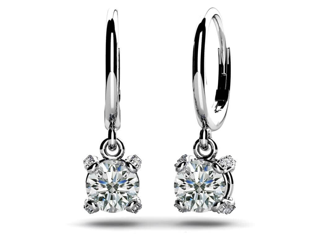 Royal Four Prong Diamond Drop Lab-Grown Diamond Earrings with 0.66 ct.(finished) 1.0mm, 4.0mm