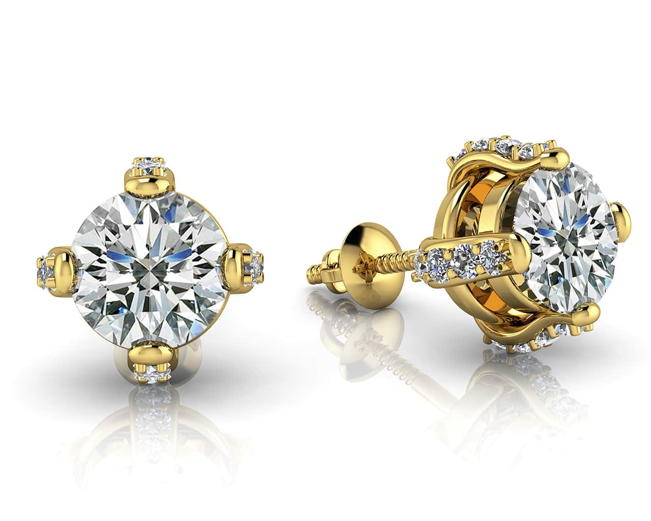 Royal Four Prong Diamond Diamond Studs with 0.72 ct. (2X0.25 ct. center diamonds) - Image 2
