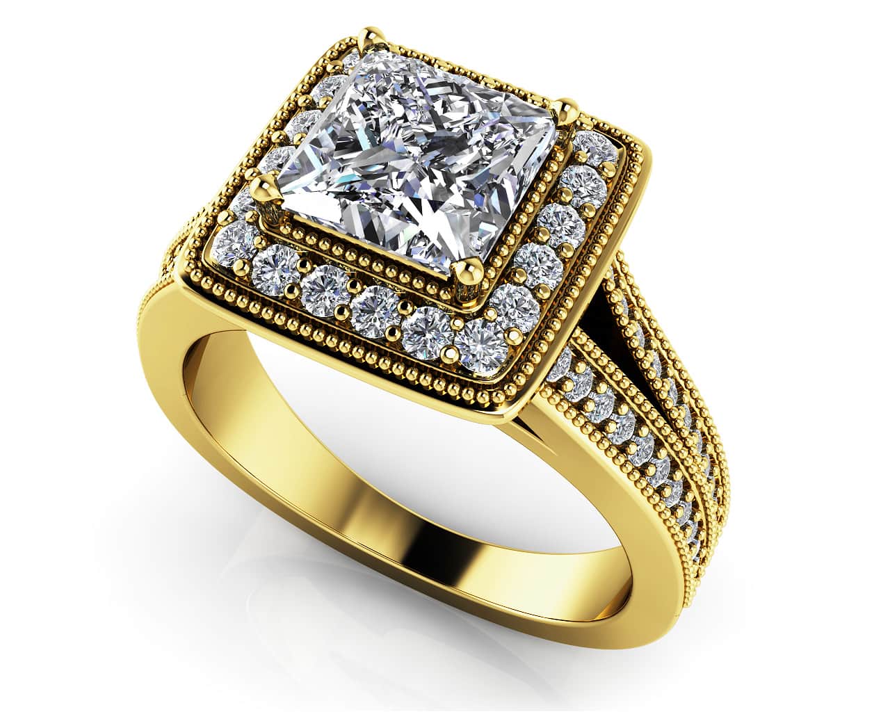 Royal Princess Cut Diamond Engagement Ring with 1.08 ct. (0.70 ct. center diamond) - Image 2