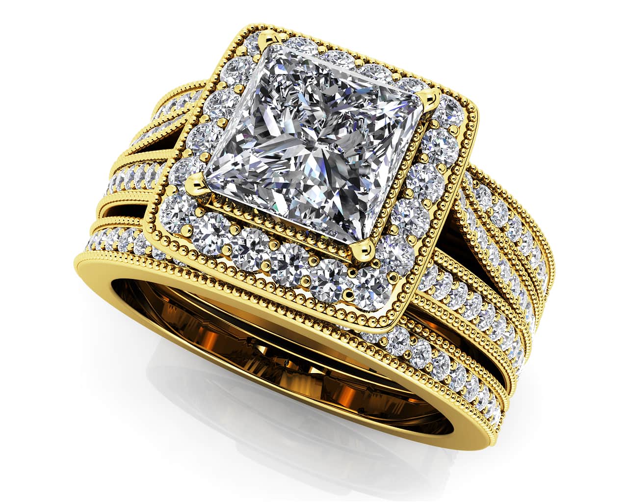 Royal Princess Frame Three Piece Lab-Grown Diamond Bridal Set with 1.12 ct. (0.50 ct. center diamond) - Image 2