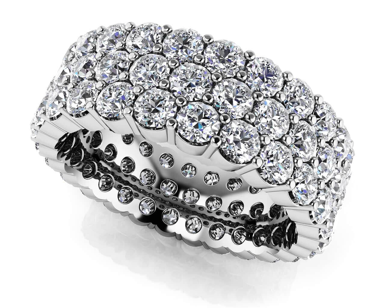 Sensational 3 Row Eternity Lab-Grown Diamond Ring with 4.68 ct.(finished) 2.5mm