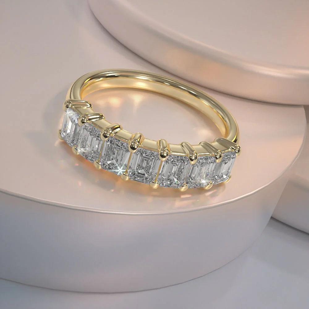 Seven Stone Emerald Cut Diamond Anniversary Diamond Ring with 1.40 ct.(finished) 4x3mm - Image 4