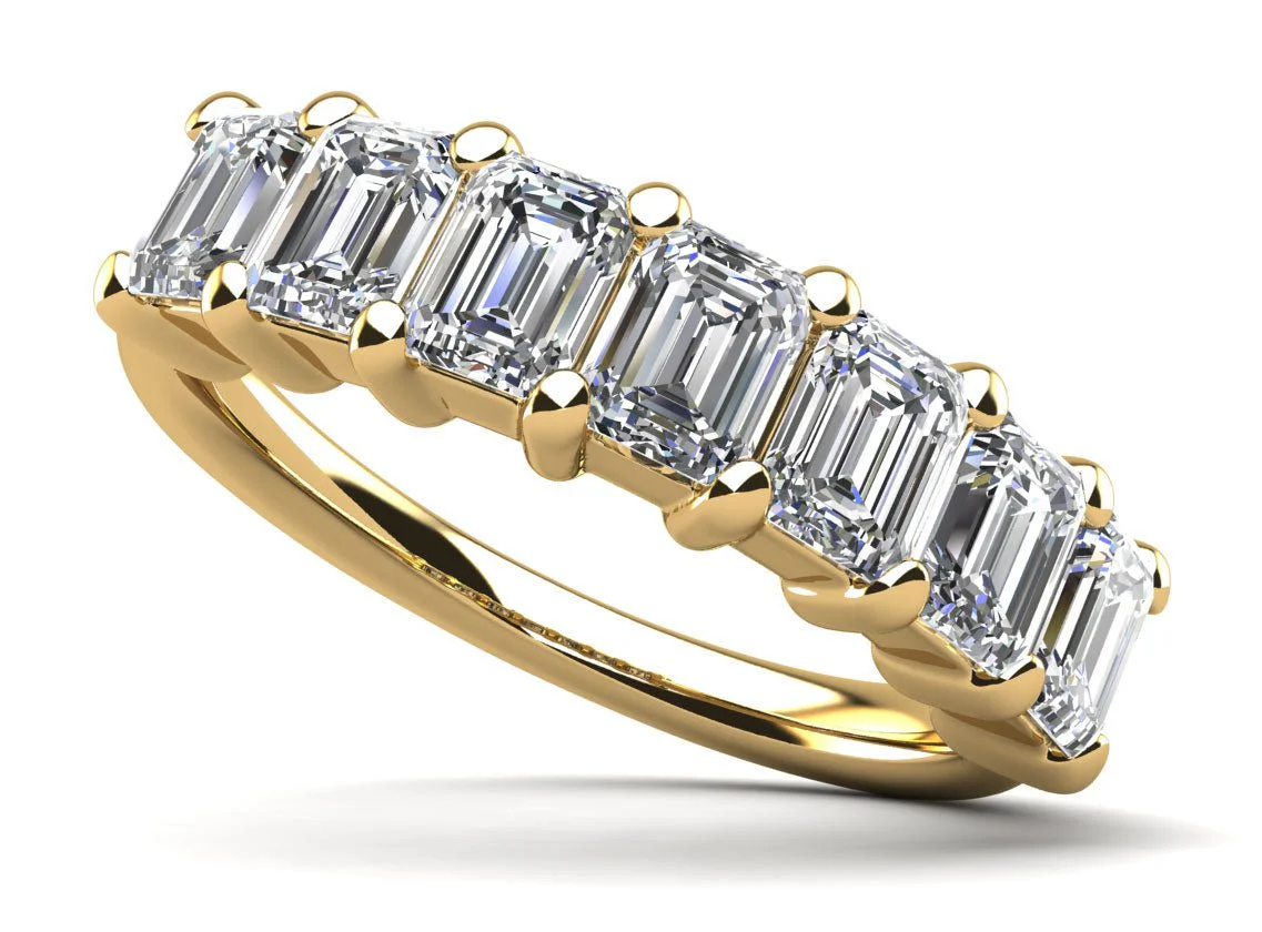 Seven Stone Emerald Cut Lab-Grown Diamond Anniversary Ring with 4.90 ct.(finished) 6x4mm - Image 2