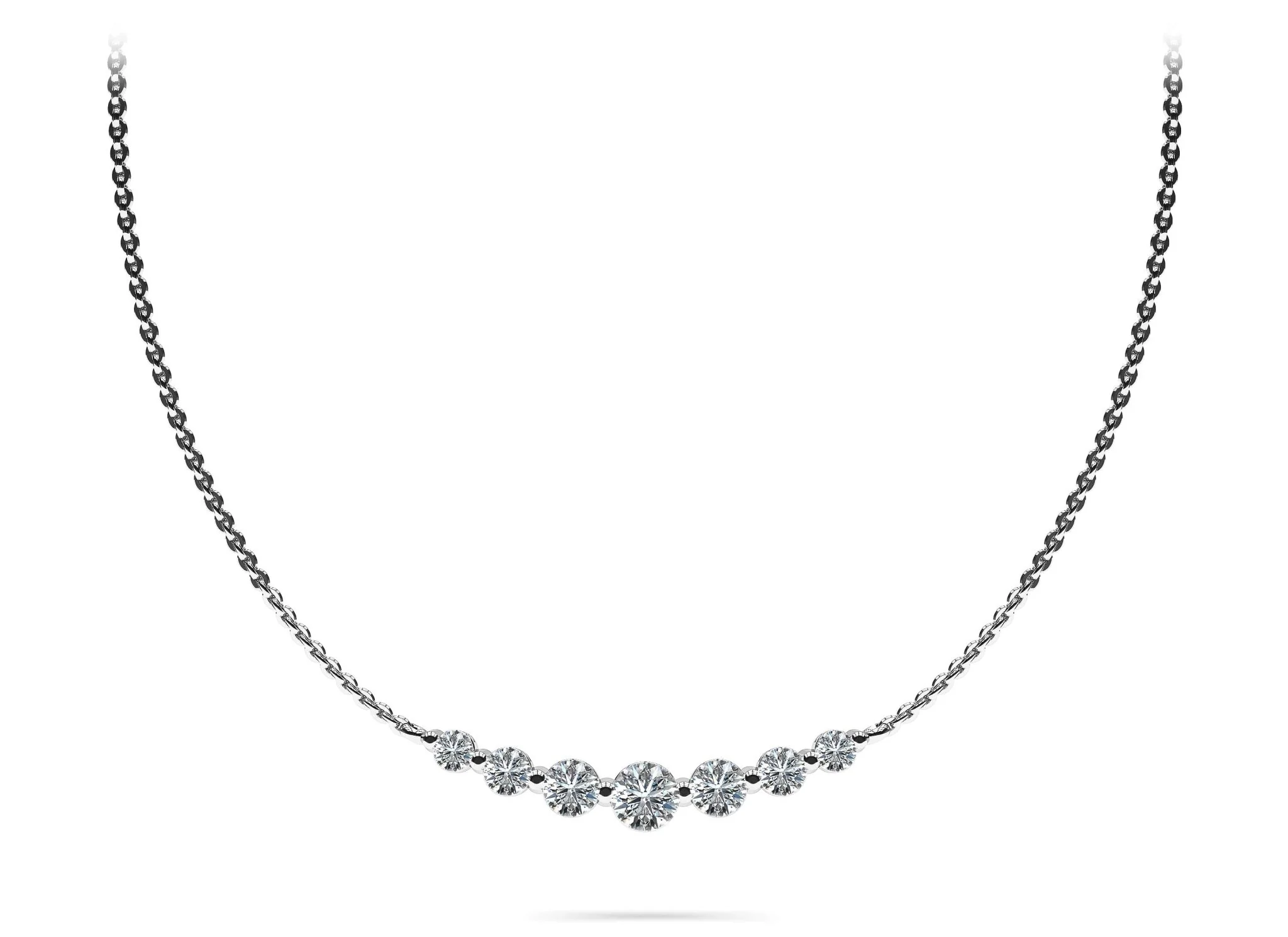 Seven Stone Graduated Chain Necklace Diamond with 1.60 ct.(finished)