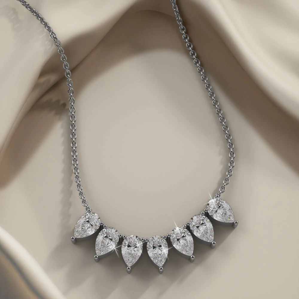 Seven Stone Pear Shape Diamond Necklace with 10.50 ct.(finished) 10x6.5mm - Image 3