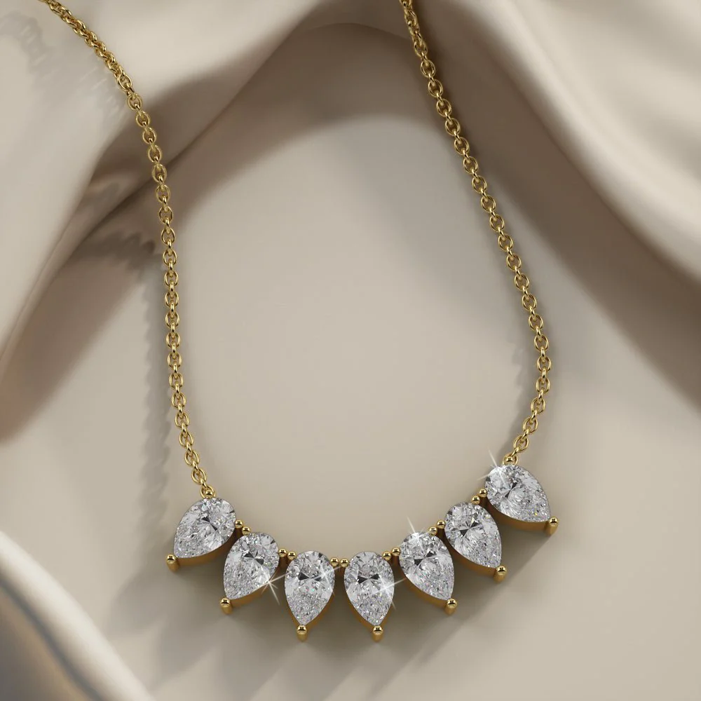 Seven Stone Pear Shape Diamond Necklace with 10.50 ct.(finished) 10x6.5mm - Image 4