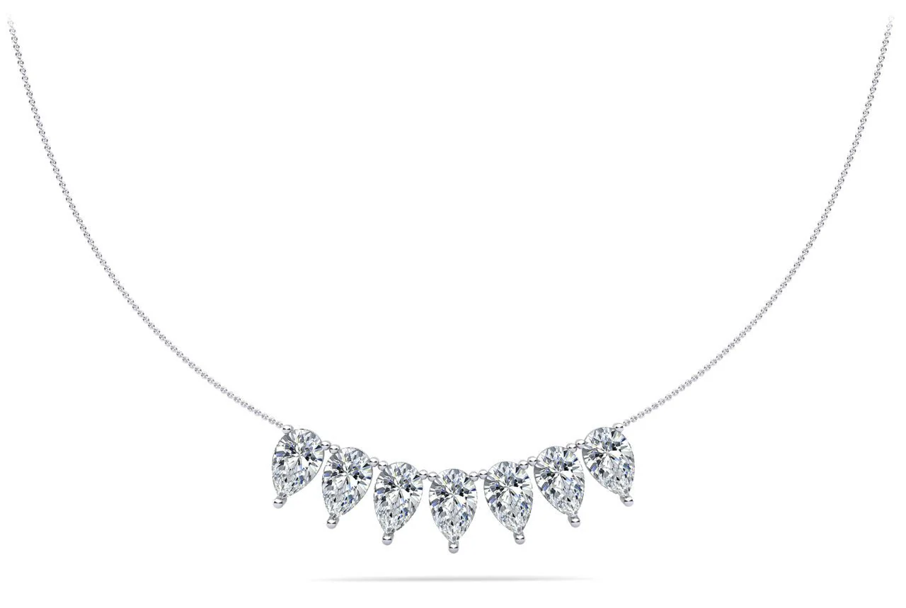 Seven Stone Pear Shape Diamond Necklace with 7.00 ct.(finished) 8.5x5.5mm