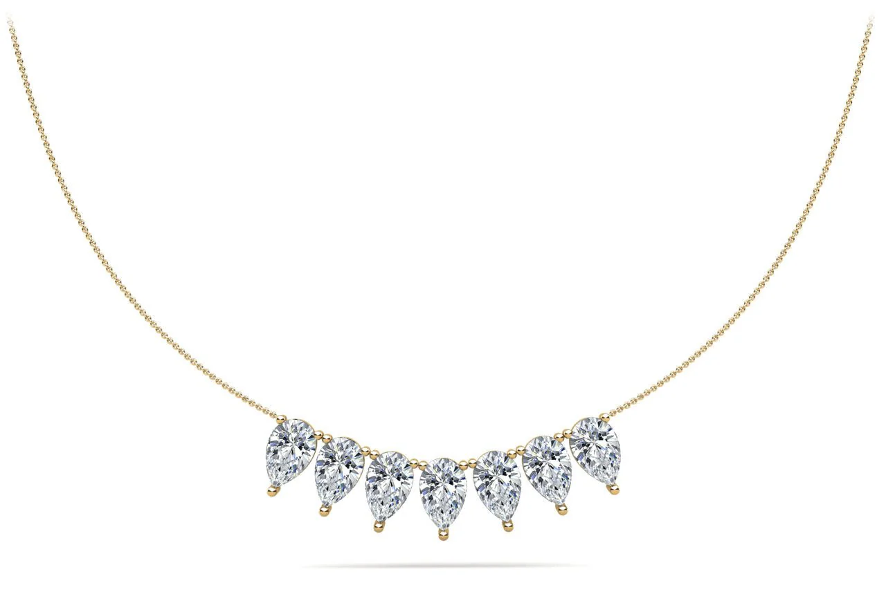 Seven Stone Pear Shape Diamond Necklace with 7.00 ct.(finished) 8.5x5.5mm - Image 2