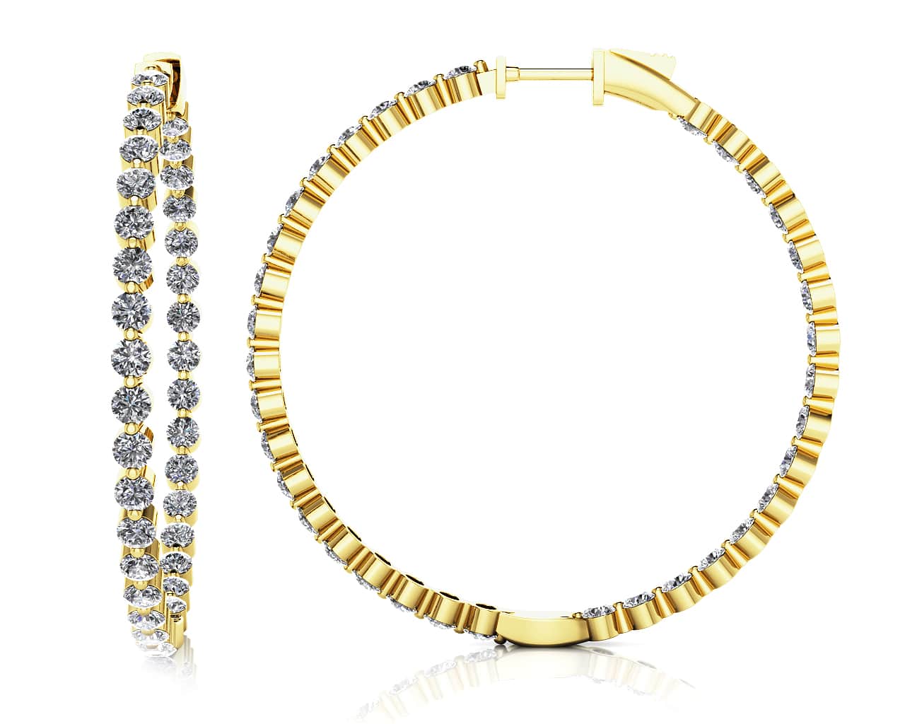 Shared Prong Diamond Hoop Earrings Extra Large Lab-Grown Diamond  with 4.18 ct.(finished) 2.4mm - Image 2