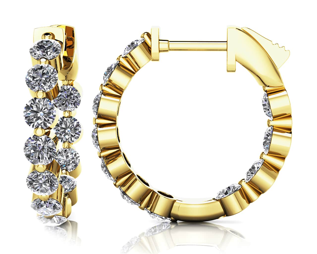 Shared Prong Diamond Hoop Earrings Extra Small Lab-Grown Diamond  with 0.86 ct.(finished) 2mm - Image 2